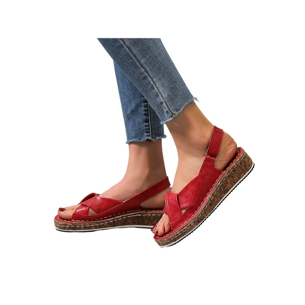 Details about / Women/'s Slingbacks Platform Wedge Heels T-Strap Sandals Peep Toe Casual Shoes